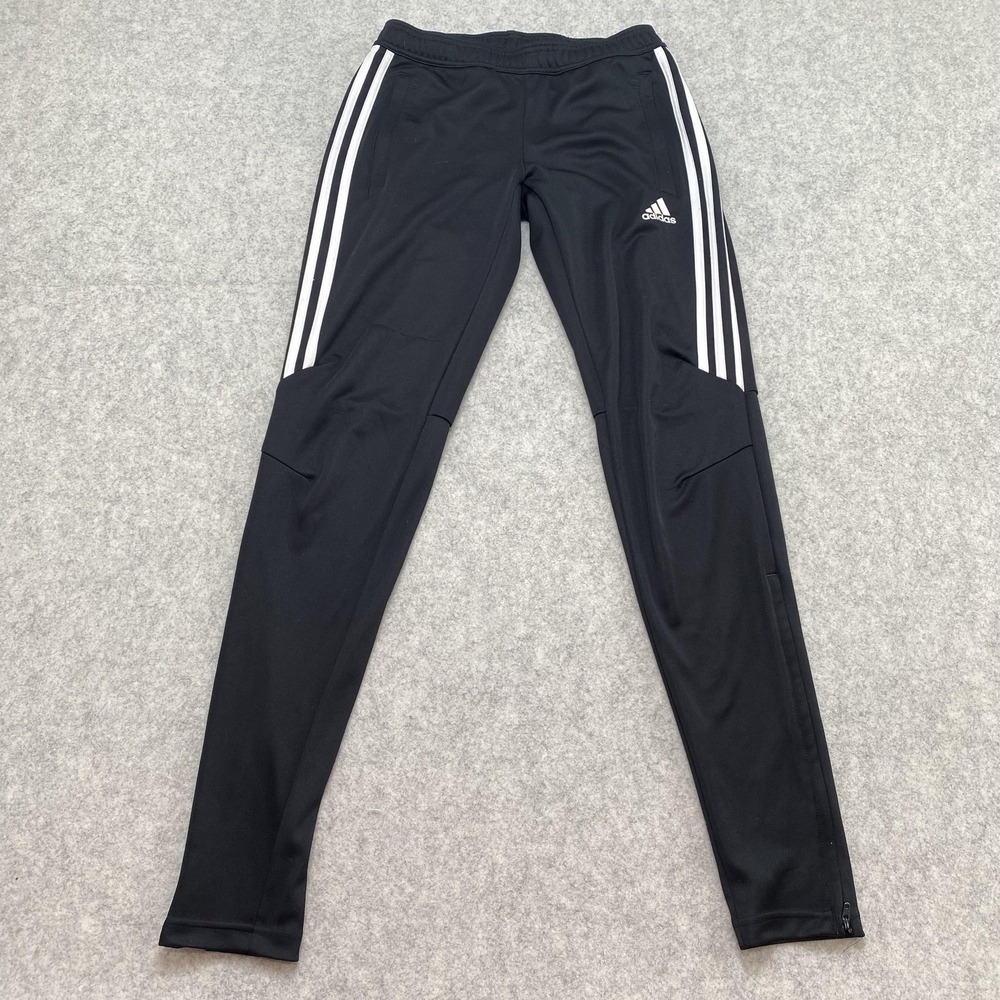 Adidas Womens XS Track Pants (25x30) Black Climacool 3 Stripe Tapered Zip Hem